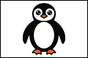 Cute cartoon penguin illustration, isolated on white background. isolated on white background, Vector
