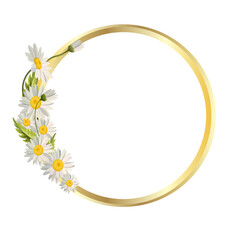 A gold frame with daisies and no background