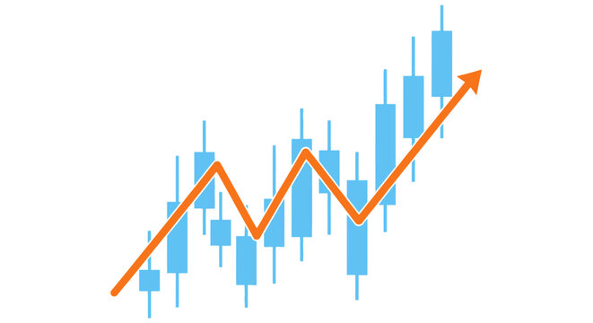 Candlestick graph showcasing uptrend market movement with distinct pattern showing price fluctuation