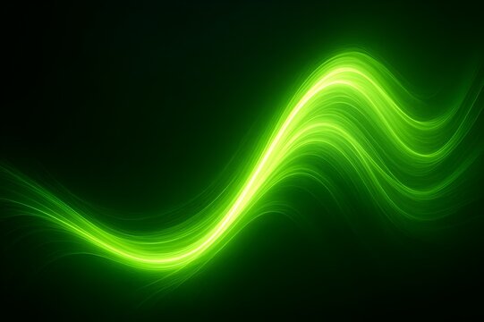 A vibrant green wave of light energy flowing against a dark background