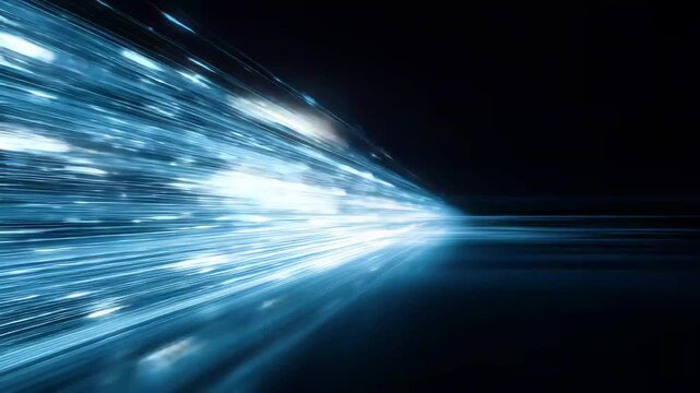 Light streaks create a sense of speed and motion in a dark background, evoking images of traveling through space at high velocity