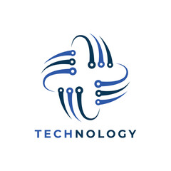 circuit technology artificial intelligence logo design modern minimal concept