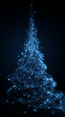 pine tree christmas new year digital low poly wireframe vertical background concept