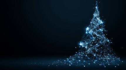 pine tree christmas new year digital low poly wireframe background concept