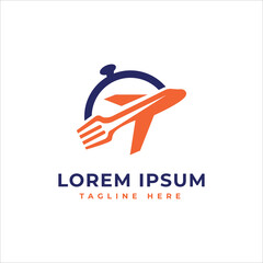 food travel logo design creative modern concept airplane fork