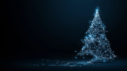 pine tree christmas new year digital low poly wireframe background concept
