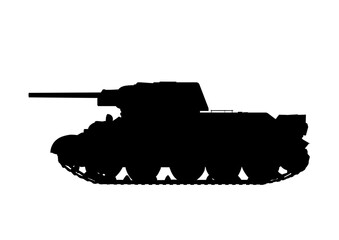 Military tank silhouette, side view vector illustration