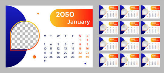Modern  Calendar Design  Professional Monthly Planner Template