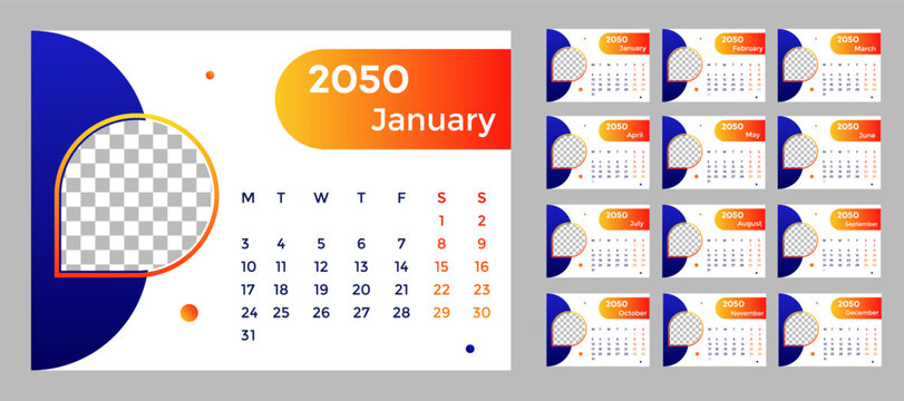 Modern  Calendar Design  Professional Monthly Planner Template