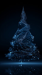 pine tree christmas new year digital low poly wireframe vertical background concept