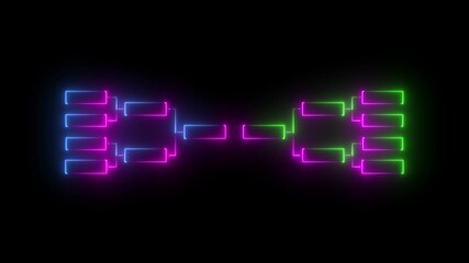 32 team tournament bracket championship template by glowing neon effect animation isolated on black background. Championship bracket schedule for soccer, football, basketball, baseball or tennis. - Powered by Adobe