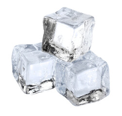 Obraz premium three ice cubes stacked on white background