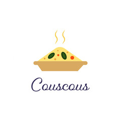 Steaming Couscous Dish  Flat Design Food Illustration