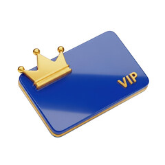 Blue card with a crown on it and the word VIP written on it. isolated illustration on  transparent background PNG
