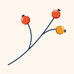 Berries. Winter plant. Winter branches and leaves. Winter floral elements. Holiday decoration. Vector illustration