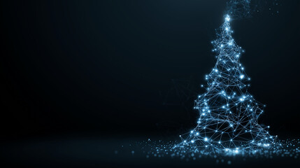 pine tree christmas new year digital low poly wireframe background concept