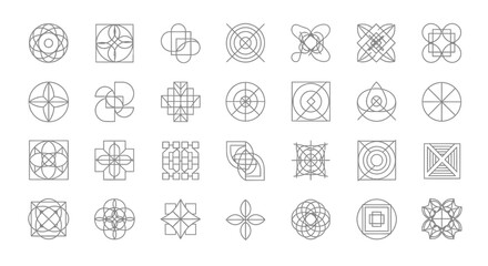 Collection of abstract geometric shapes with clean lines for diverse applications