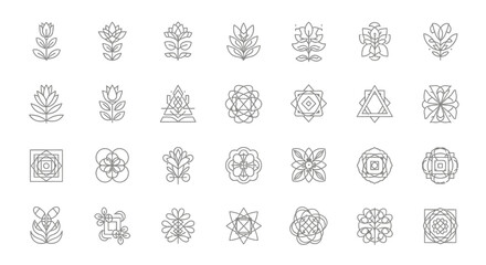 Collection of Minimalist Botanical and Geometric Logos for Branding Design Projects
