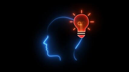 Thought Leadership icon, Public Relations concept for construction, Investment, business development and Engineering. Human icon with glowing light bulb sign isolated on transparent background