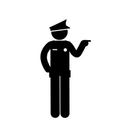 Officer stick figure observing the area quietly.