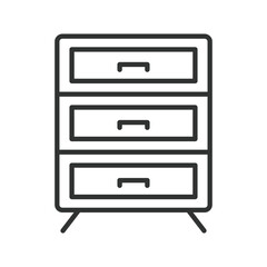 Drawer chest icon in line design. drawer chest, dresser, storage cabinet, home furniture on white background vector. drawer chest editable stroke icon