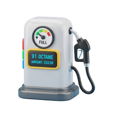 Gas station with a pump that says 91 Octane and costs $50. isolated illustration on  transparent background PNG
