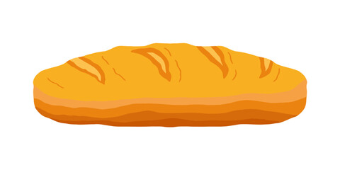 Vector illustration loaf of bread isolated on white background. Whole fresh baked bread