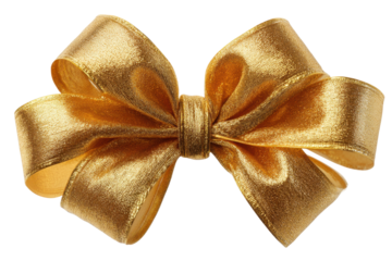 Shiny Gold Bow Isolated on Transparent Background
