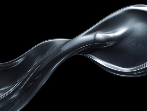 Iridescent metallic fluid sculpture - Powered by Adobe