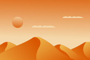 Obraz premium Minimalist Desert Landscape Gradient Sunset Vector Art