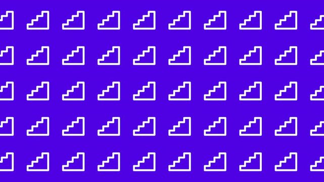Repeating white stairs on a purple background pattern. Ideal for interior design websites, architecture blogs, and graphic design projects.