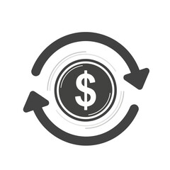 Obraz premium Money exchange icon with dollar sign in the center isolated on, representing financial transaction