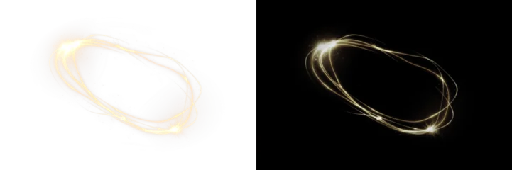 Fotobehang Fractal waves PNG Gold Swirl Overlay with Transparent Background  © MIKHAYLO