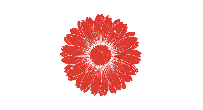 Vibrant red daisy illustration with retro texture for decorative presentations