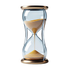 Sand timer with a gold sand inside. isolated illustration on  transparent background PNG