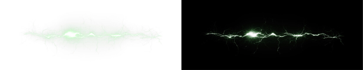Green Lightning PNG with Transparent Background Overlay