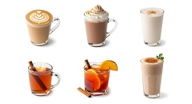 Assorted beverages coffee tea and other refreshing drinks