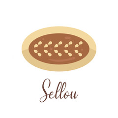 Sellou Moroccan Dessert Dish  Traditional Flat Illustration Food