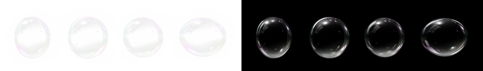 Glossy PNG Bubbles with Transparent Background for Overlay Designs