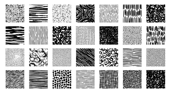 Pattern set of abstract hand-drawn textures