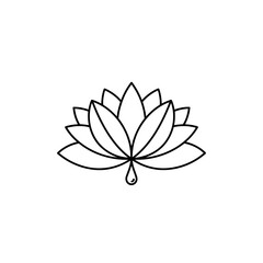 A simple lotus flower with a water drop at the bottom isolated on