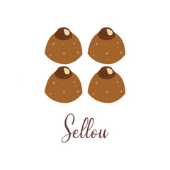 Four Sellou Moroccan Sweets  Traditional Dessert Illustration