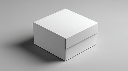 Fototapeta premium White product box with dramatic directional shadow on clean minimal background for branding mockup packaging design and ecommerce presentation