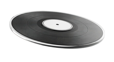 Black and white record with a white label. isolated illustration on  transparent background PNG