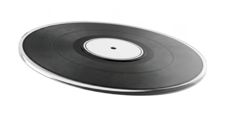 Black and white record with a white label. isolated illustration on transparent background PNG
