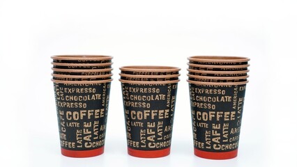 Blank take away kraft coffee cup isolated on white background.