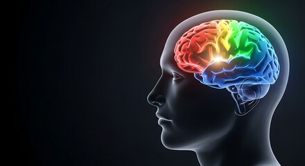 Detailed brain anatomy in side view