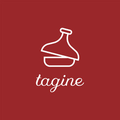 Minimalist Tagine Pot Line Art Icon  Food Concept