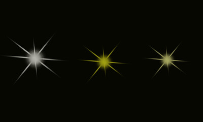 Fototapeta premium yellow glowing light burst background ,Light effect set. Isolated black background, light effect set, lens flare, explosion, dust, line, sun flash, spark and stars, spotlight, curve twirl,