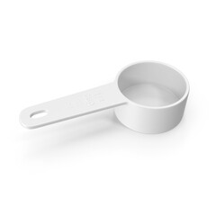 White plastic measuring cup, 1/4 cup, 60 ml volume